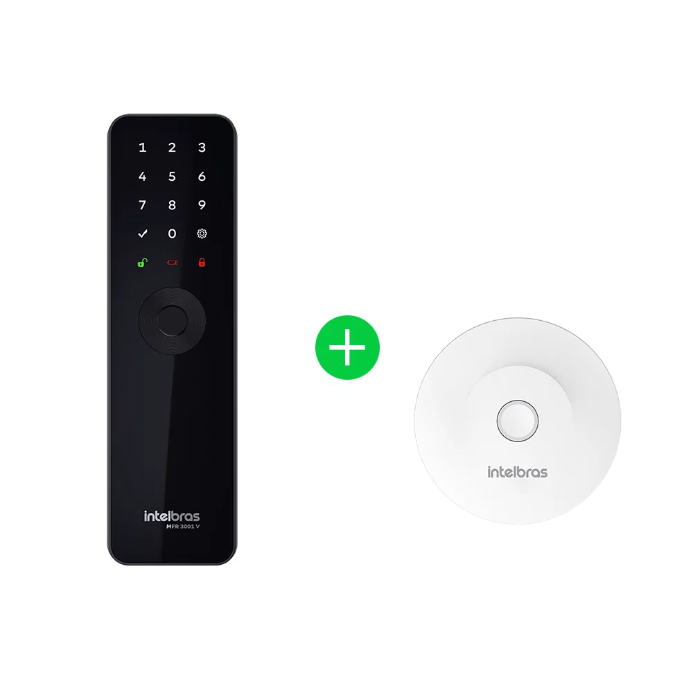Kit Fechadura Inteligente de Embutir MFR 3001 V com Hub MCA 1002 Intelbras