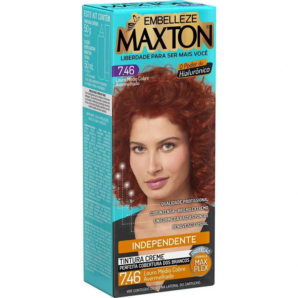 Tintura Maxton 7.46 Louro Médio Cobre Avermelhado