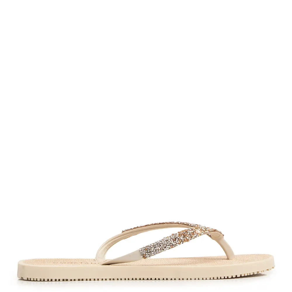 Chinelo Off White Strass Multicolor