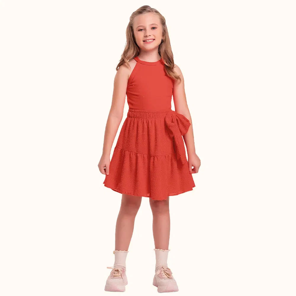 Conjunto regata em cotton leve e short saia em tecido brilho — imagem 1