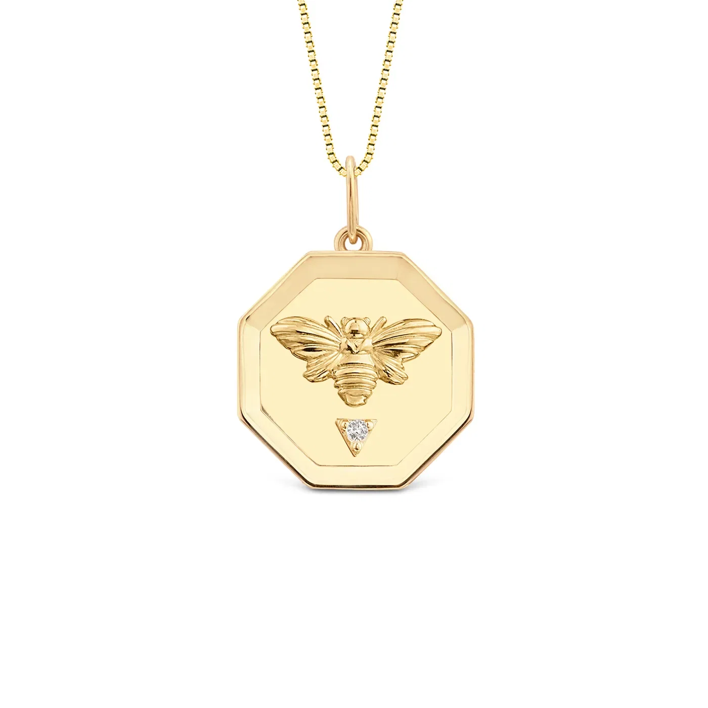 Pingente Medalha Trends Abelha em Ouro Amarelo 18k com Safira Incolor, 16mm — imagem 1