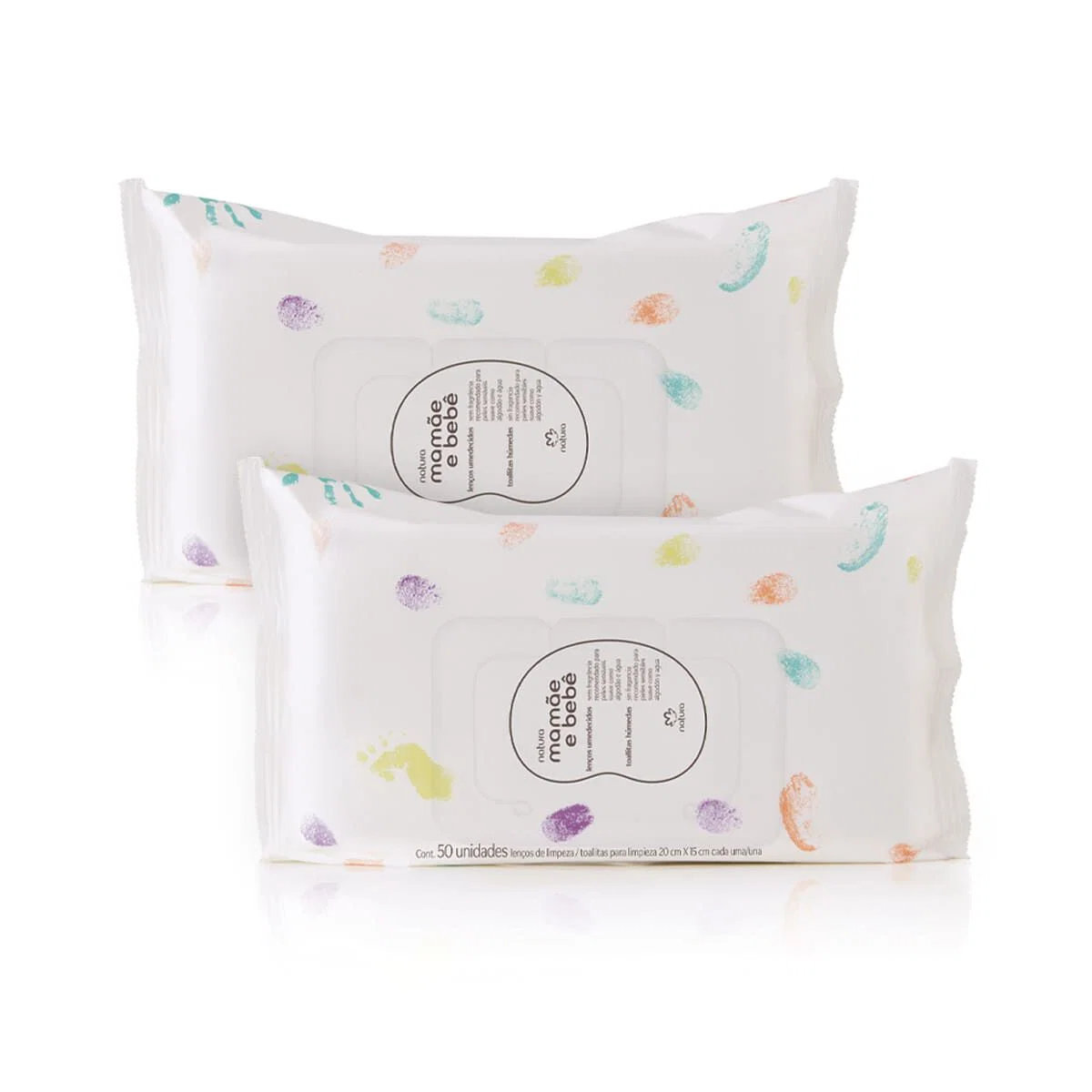 Kit Lenços Umedecidos Sem Fragrância Mamãe e Bebê 2 un de 50 folhas — imagem 1