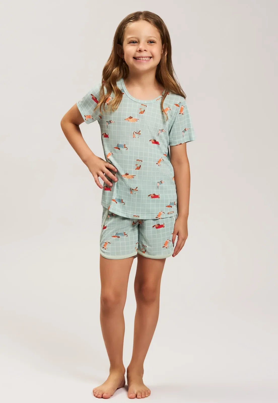 Pijama Com Shorts De Microfibra Baunilha