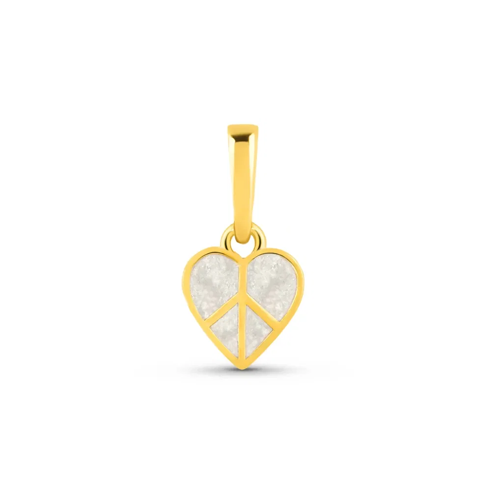 Pingente Life Paz e Amor Coração em Prata 925 com Banho de Ouro Amarelo 18k e Esmalte — imagem 1