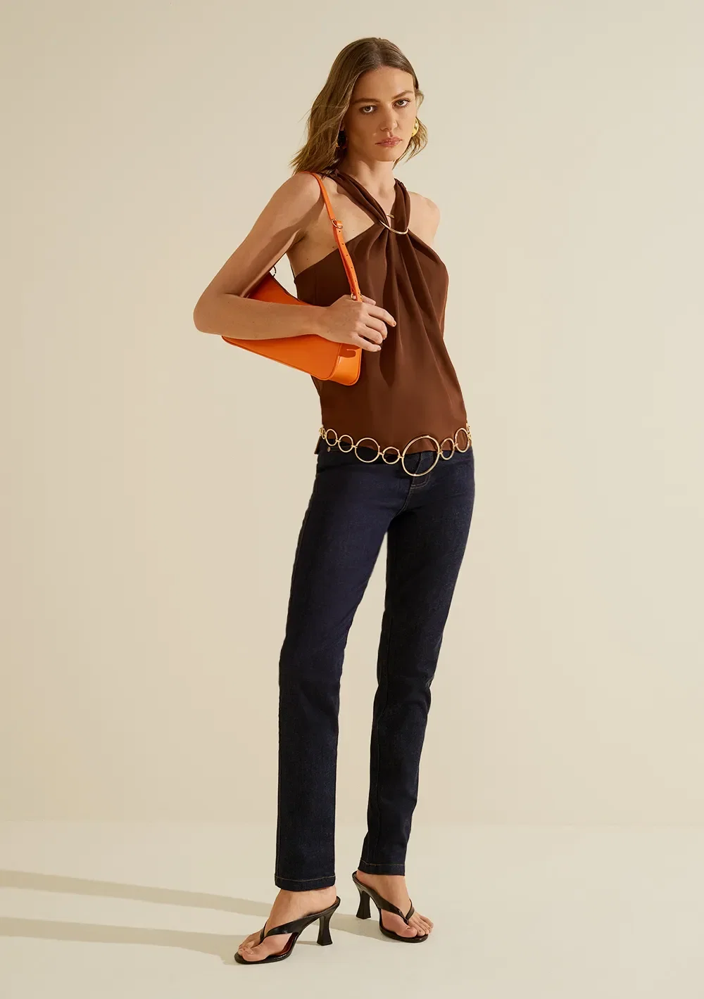 Blusa Decote V Moka Marrom