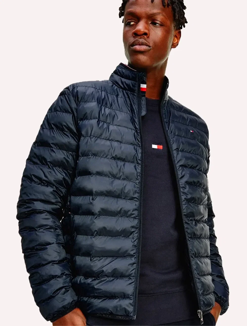 Jaqueta Tommy Hilfiger Masculina Térmica Packable Circular Azul Marinho