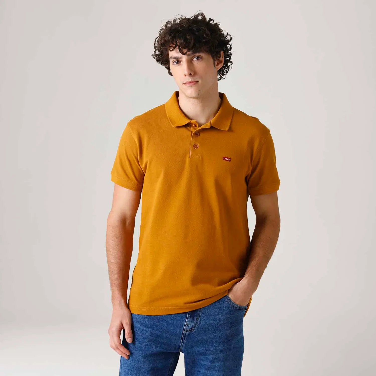 Camisa Polo Levi's® Manga Curta Amarelo Ocre