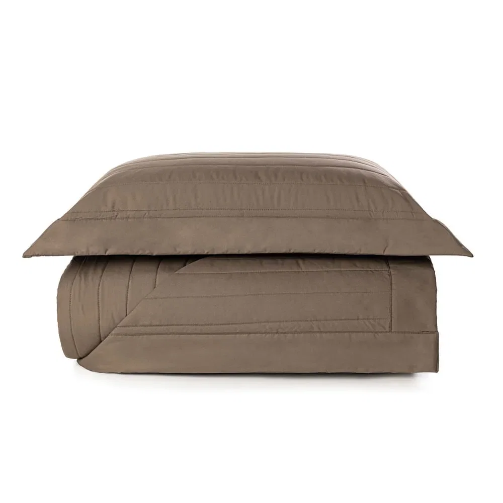 Colcha com Porta Travesseiro 100% Algodão Monteleone Marrone