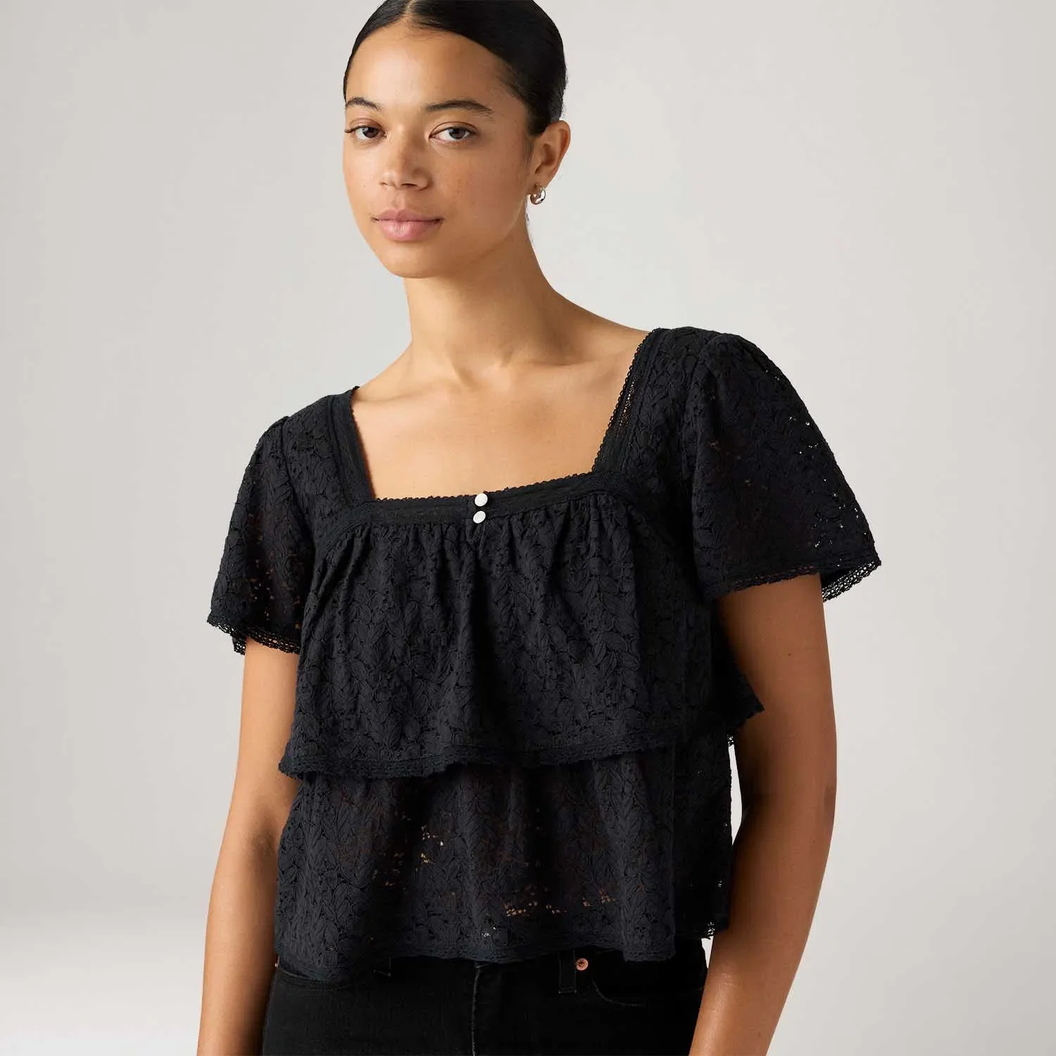 Blusa Levi's® Dom Lace Preta Manga Curta — imagem 1