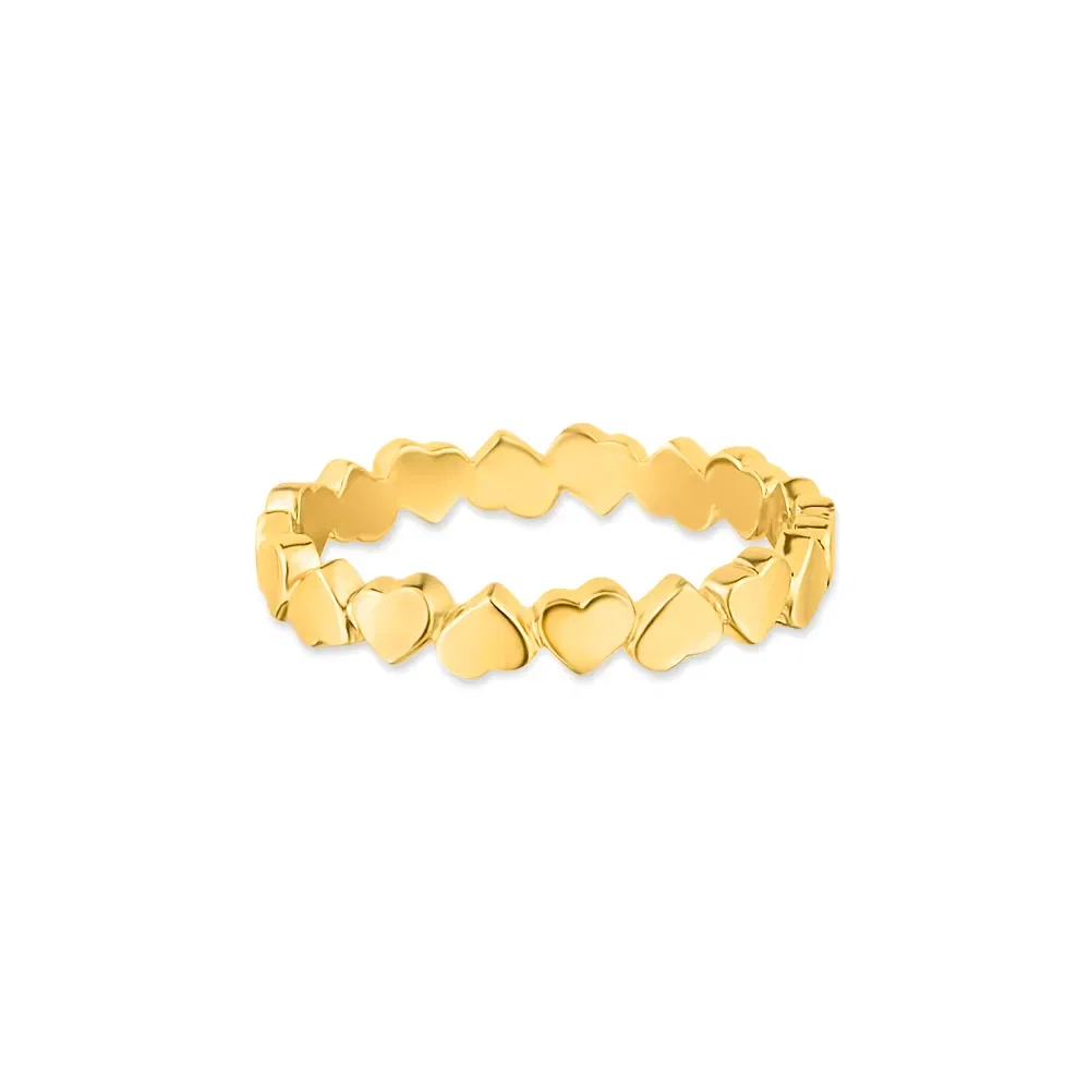 Anel Life Love Corações em Prata 925 com Banho de Ouro Amarelo 18k