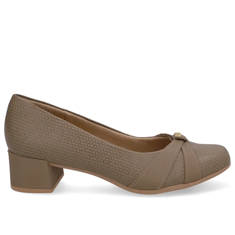 Scarpin Couro Marrom Salto Bloco