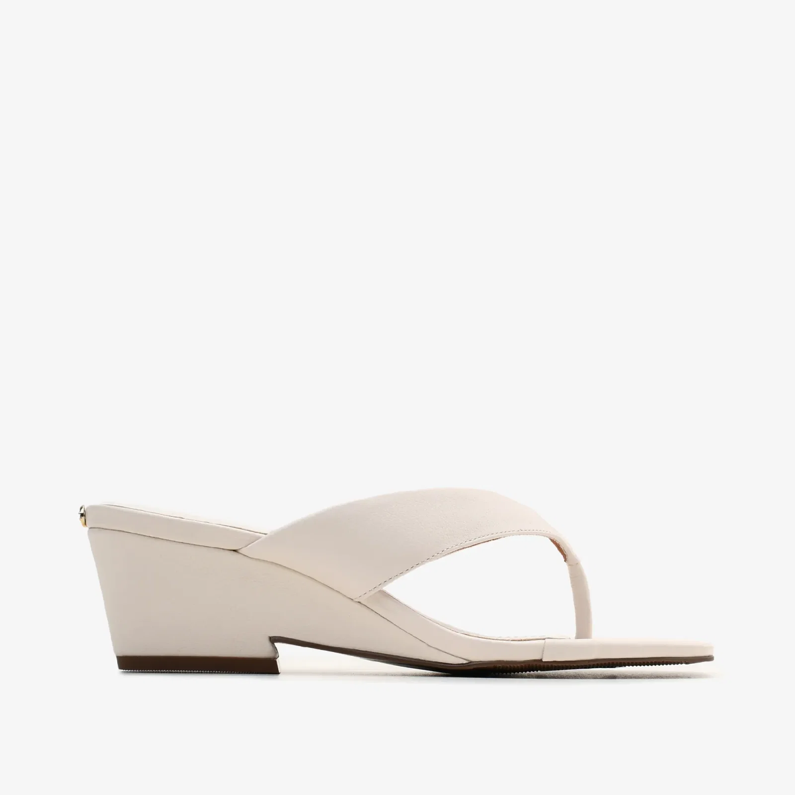 Tamanco Salto Anabela Off White Algodão Couro — imagem 1