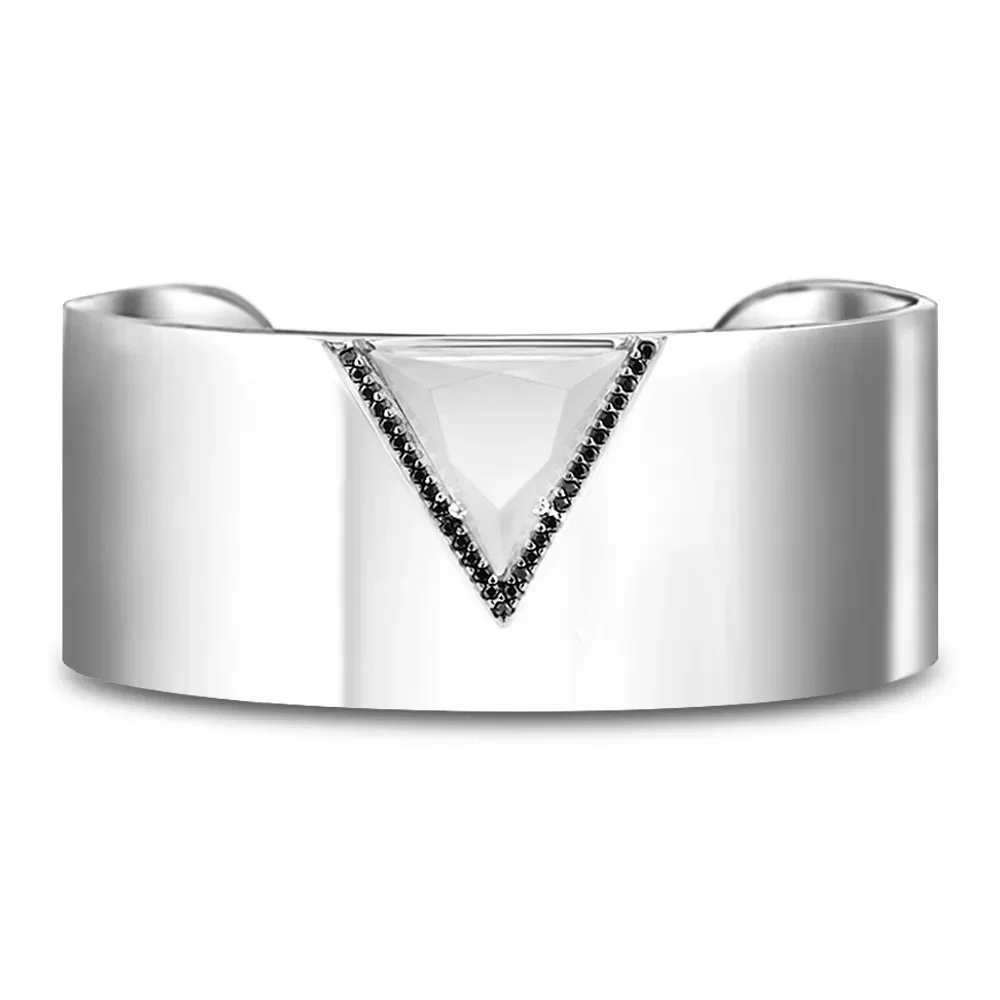 Pulseira Vivara em Prata 925 com Quartzo Leitoso e Safiras Negras
