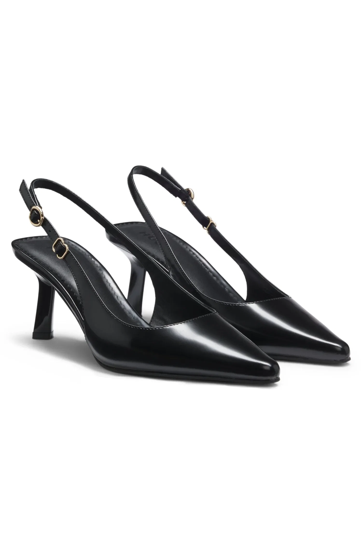 Saltos Altos Slingback Em Couro Escovado — imagem 1