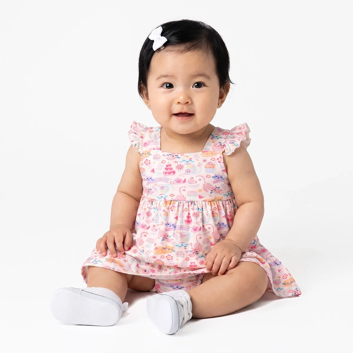 Vestido Manga Curta Bebê Gatinha Viscolycra Toque Especial Tip Top