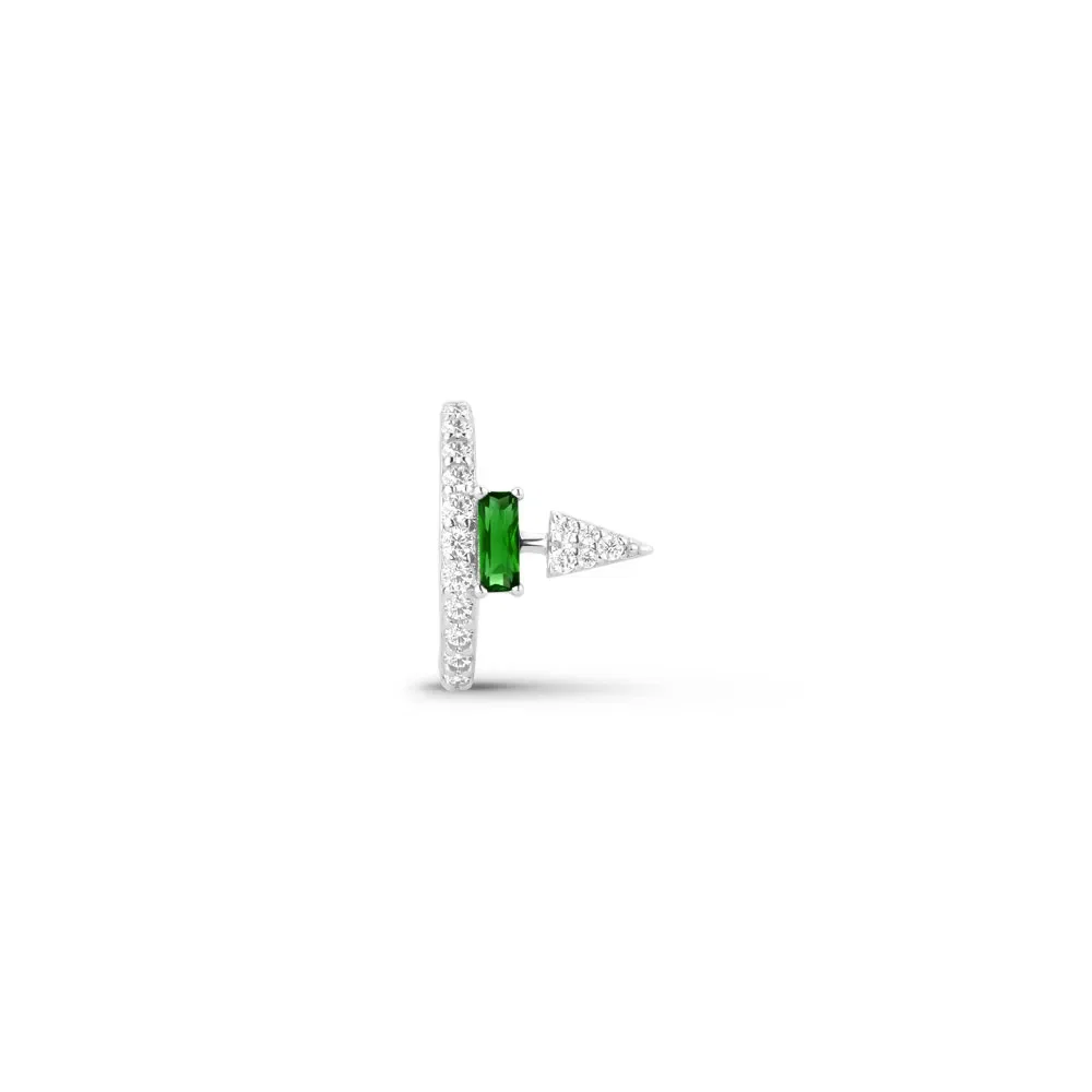 Piercing Life Coloré Prata Cristal Verde Cravejado