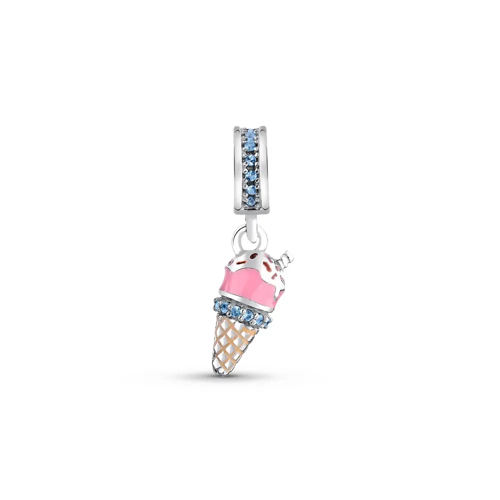 Pingente Life Food Sorvete em Prata 925 com Pedras Azuis e Esmalte — imagem 1