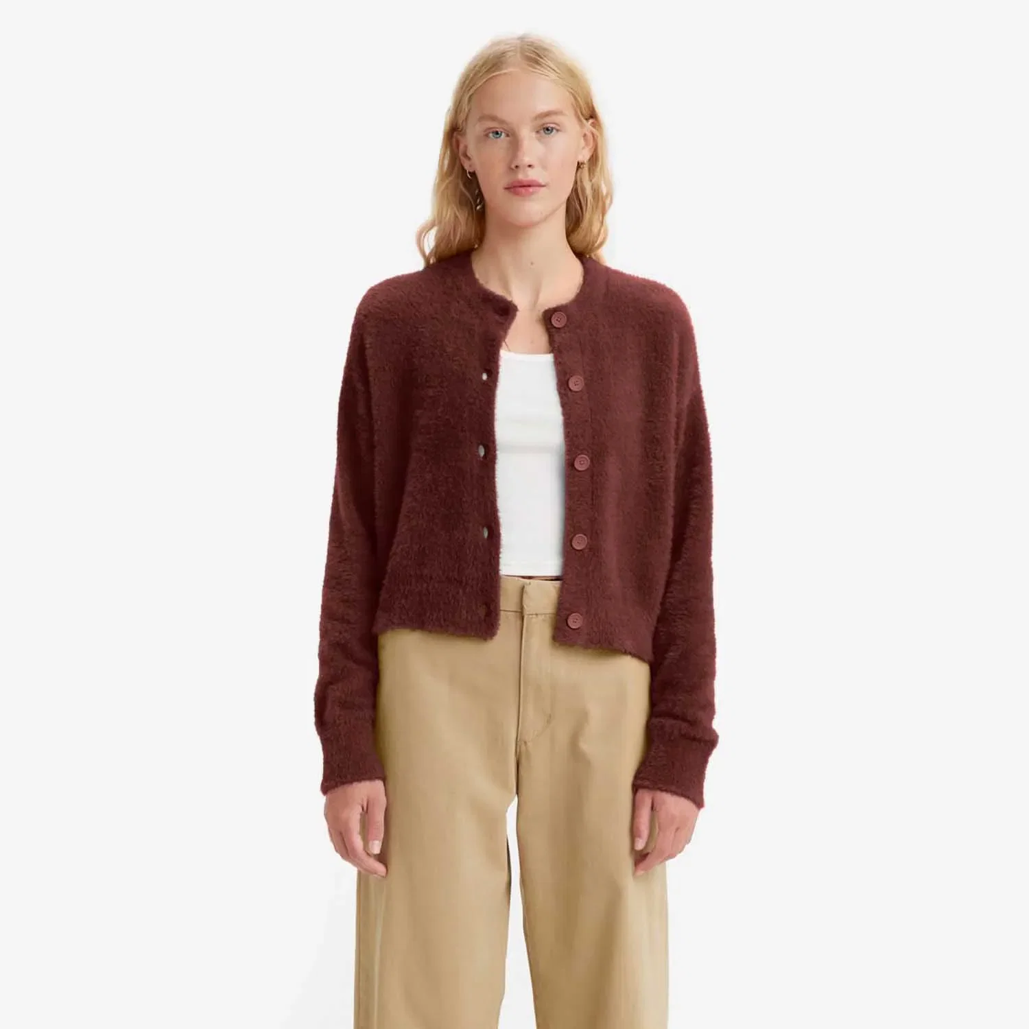 Blusa Levi's® Cat Cardigan Vinho Manga Longa