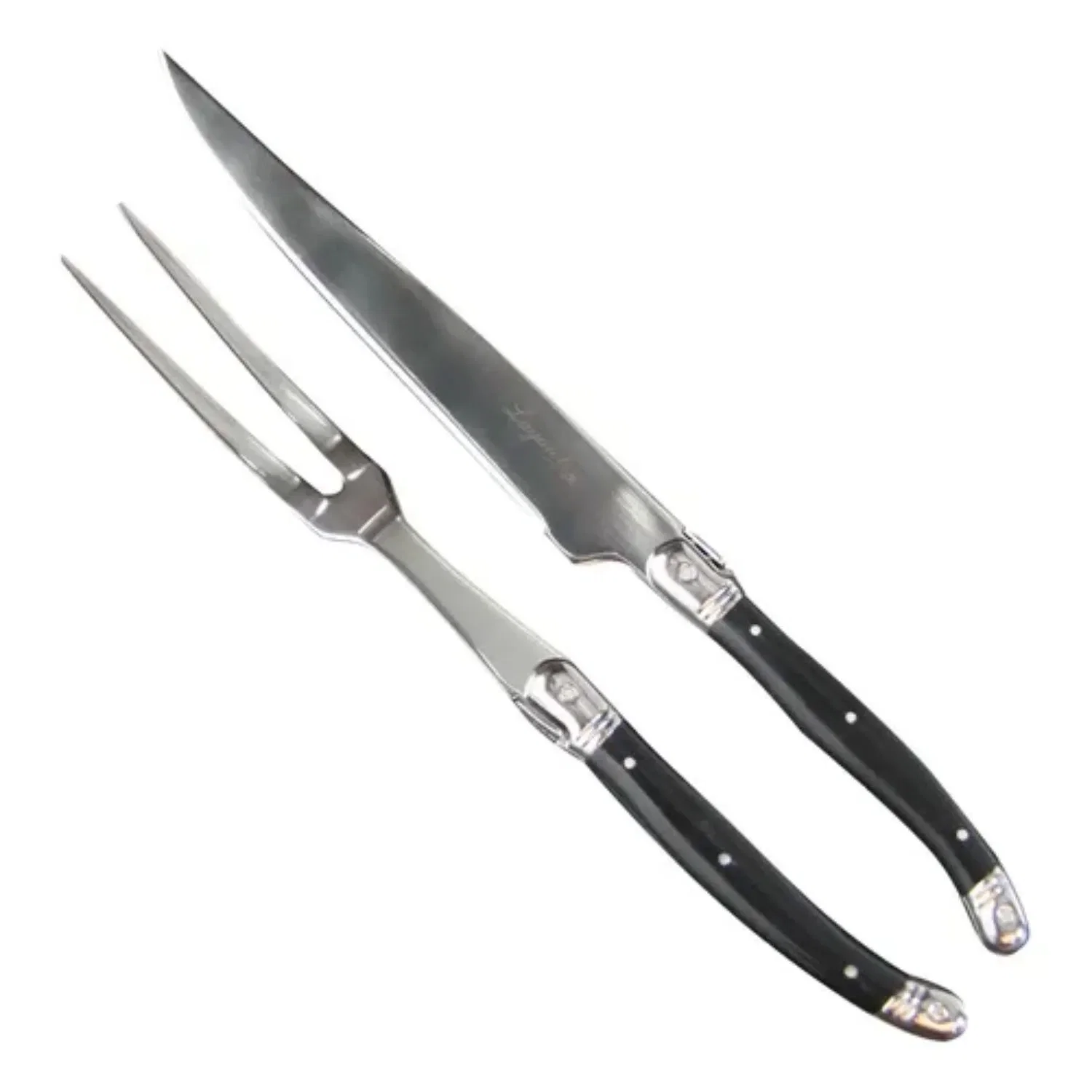 Kit Churrasco Garfo e Faca em Inox Preto 2 Peças Laguiole