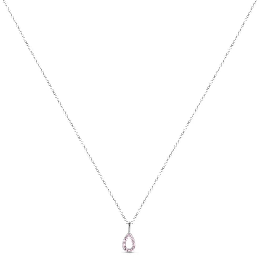 Colar Life Astro Gota em Prata 925 com Pedras Rosas, 45cm — imagem 1