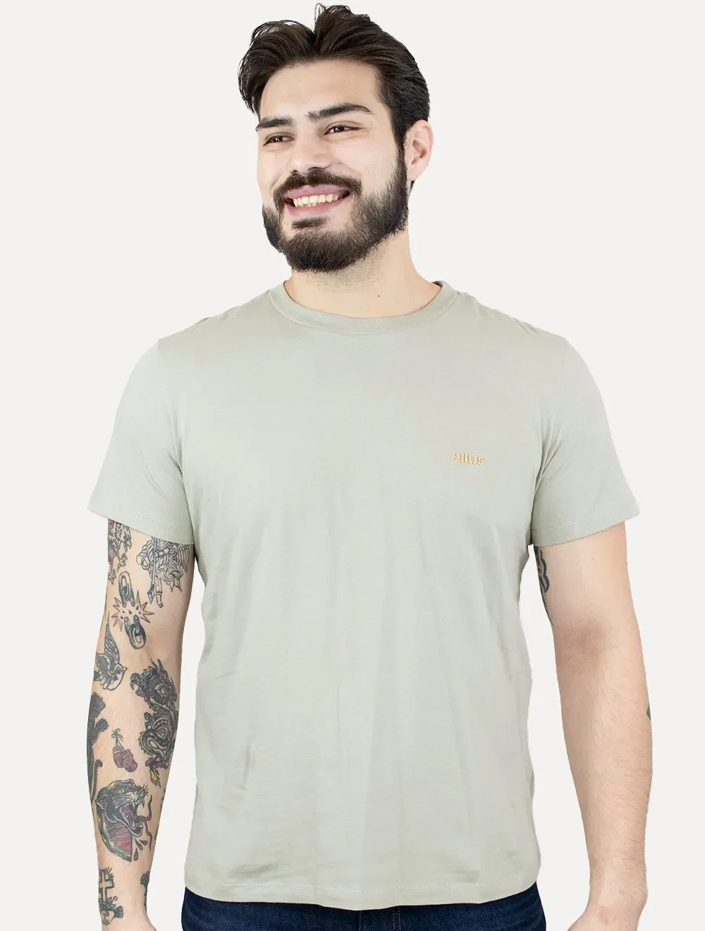 Camiseta Ellus Masculina Cotton Fine Duocolor Classic Cinza