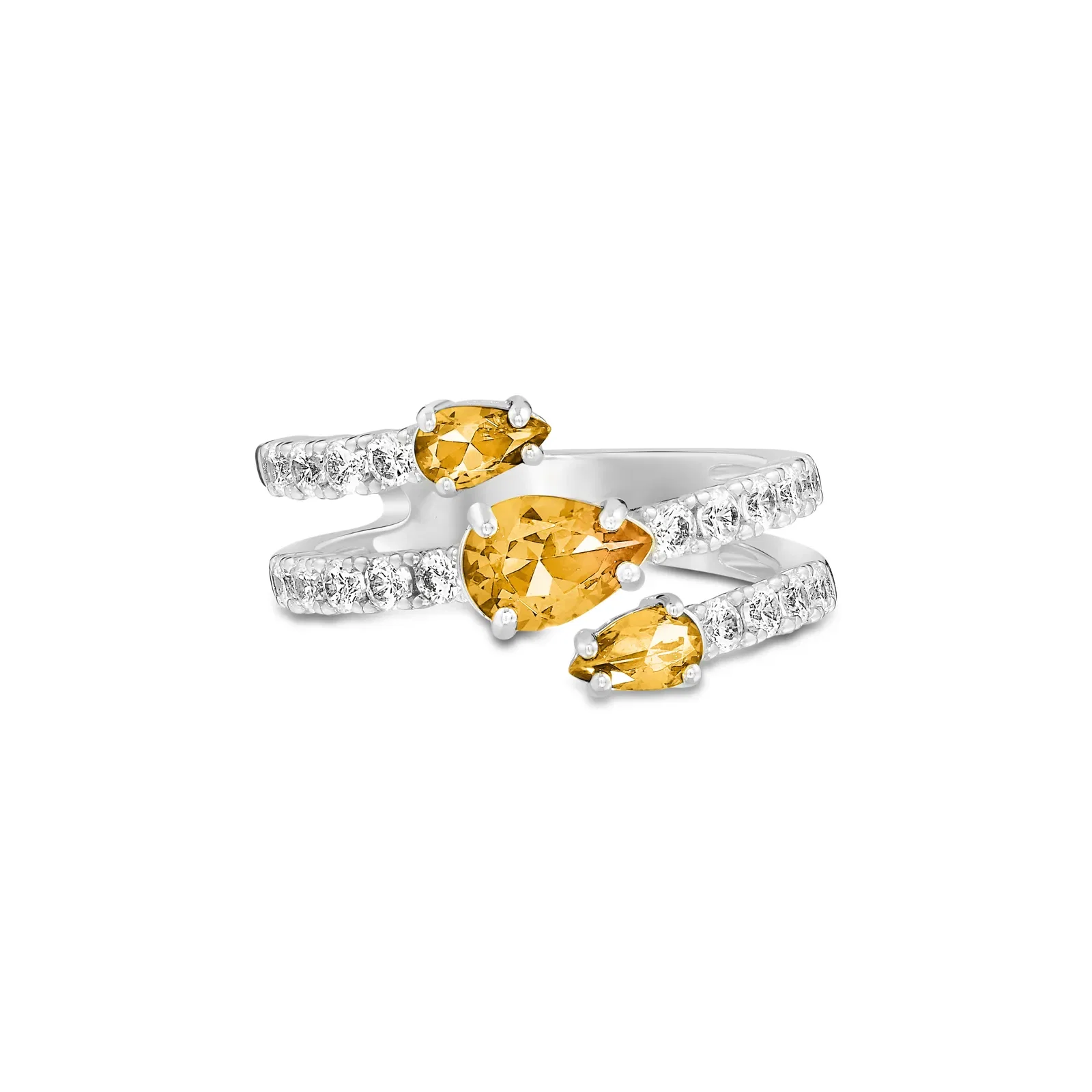 Anel Life Sunna em Prata 925 com Pedras Amarelas — imagem 1