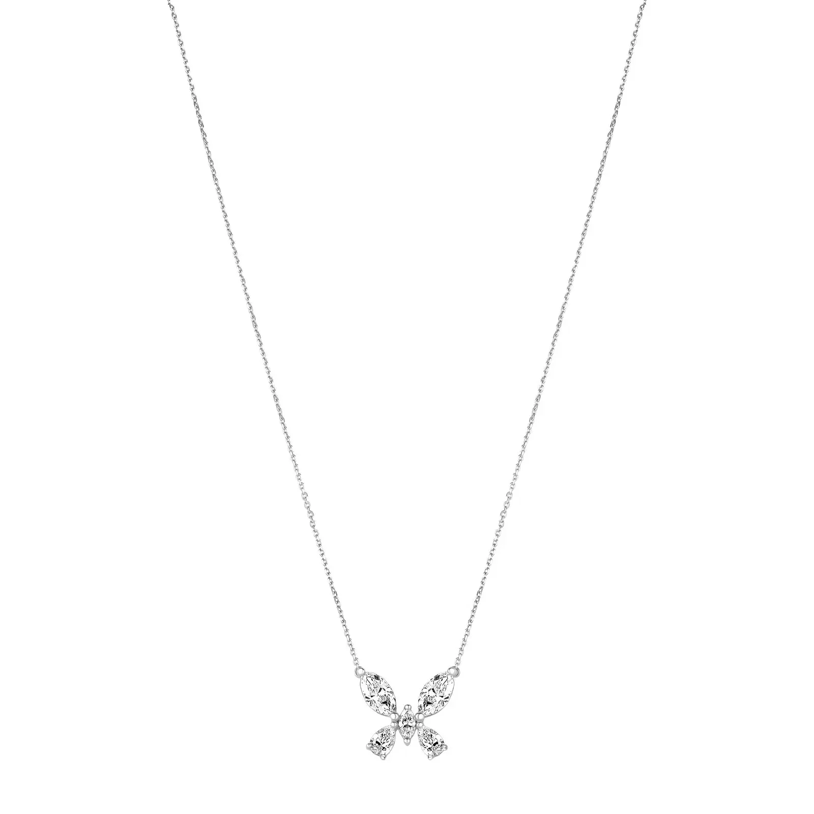 Colar Greta Borboleta em Ouro Branco 18k com Diamante de Laboratório 1,50 ct