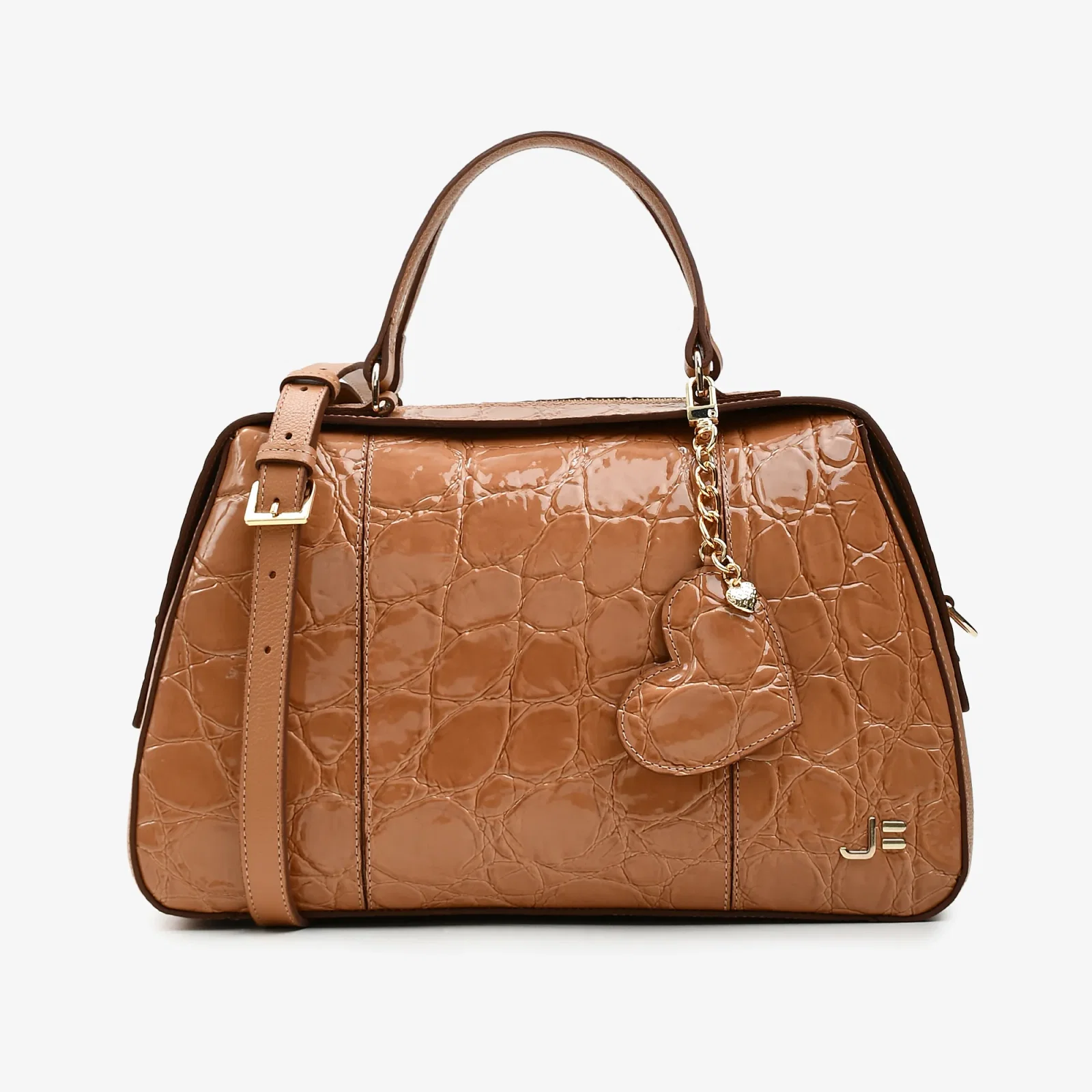 Bolsa Baú Caramelo Álamo Couro Croco — imagem 1