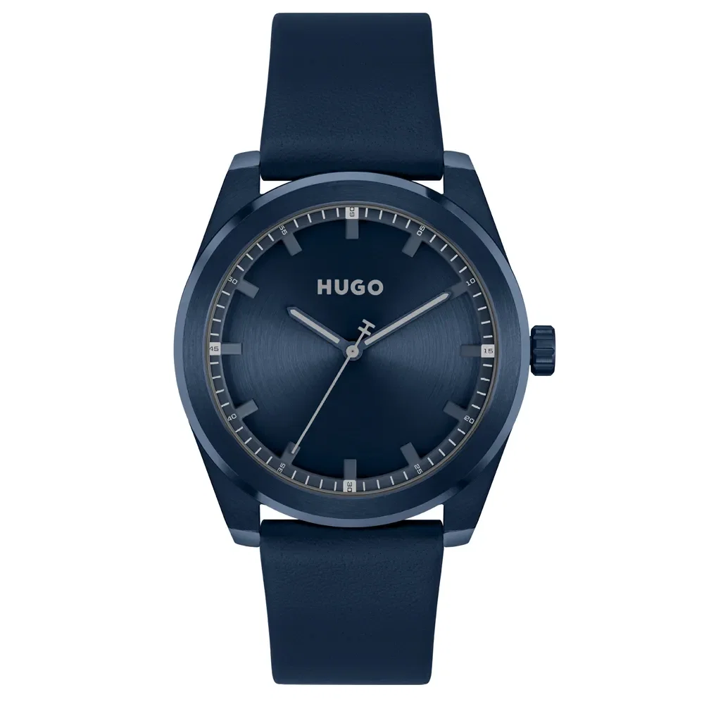 Relógio Hugo Masculino Couro Azul 1530352