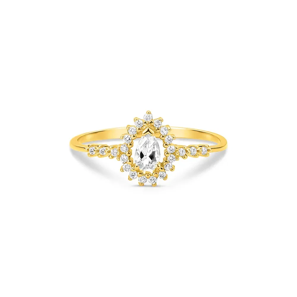 Anel Classic Cores em Ouro Amarelo 18k com Topázio e Diamantes