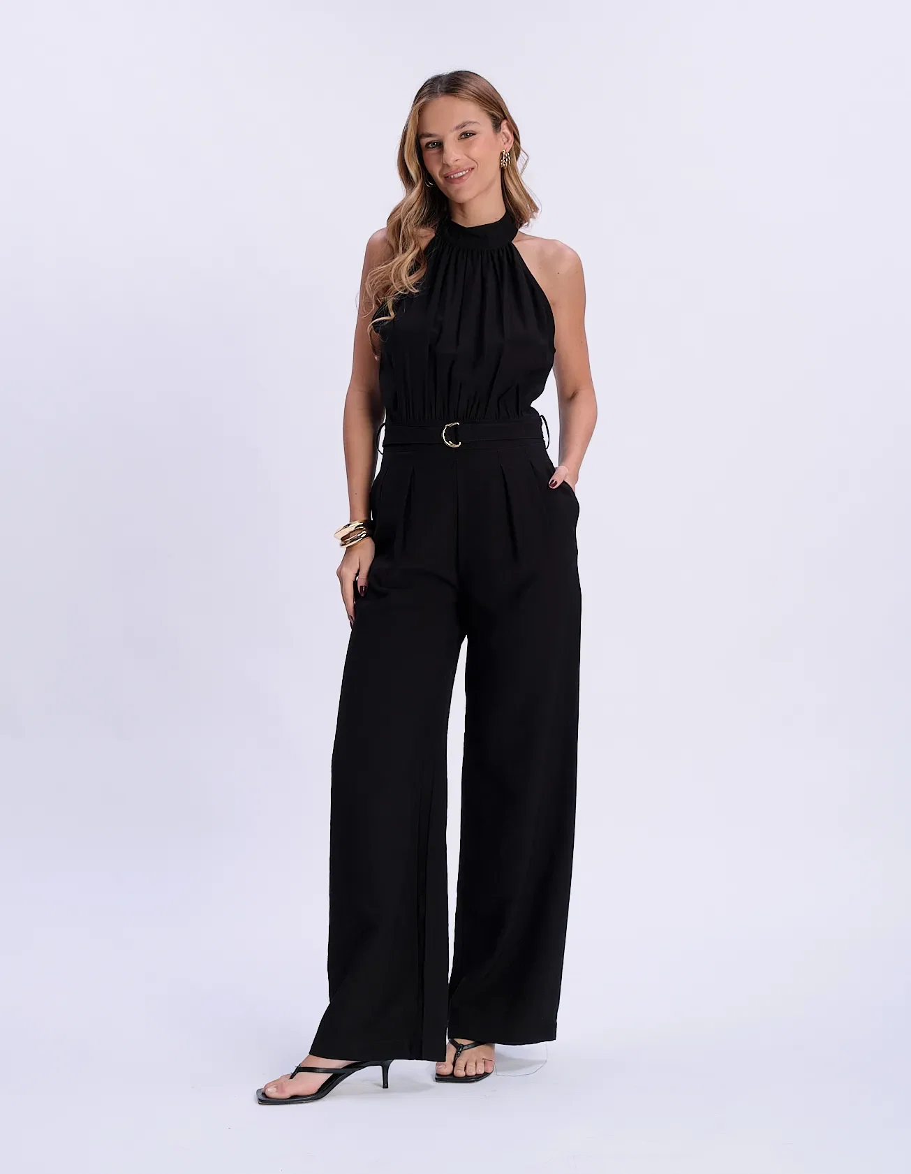 Macacão Pantalona Decote Halter - Preto — imagem 1