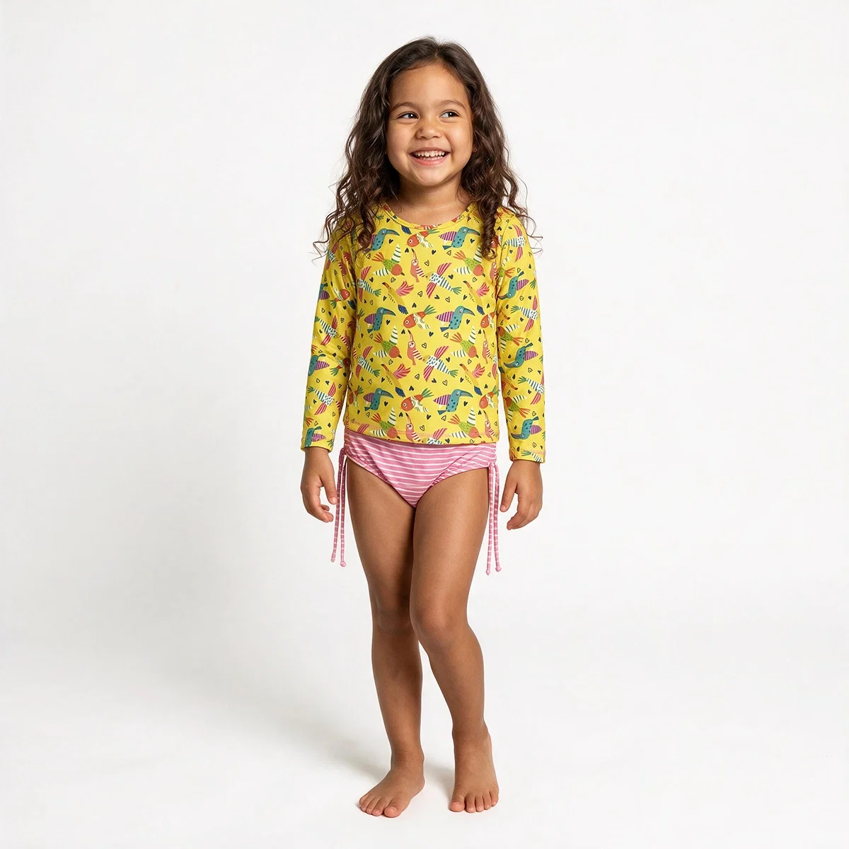 Kit Praia 3 Peças Toddler Pássaros Elastano Proteção Uv 50+ Tip Top