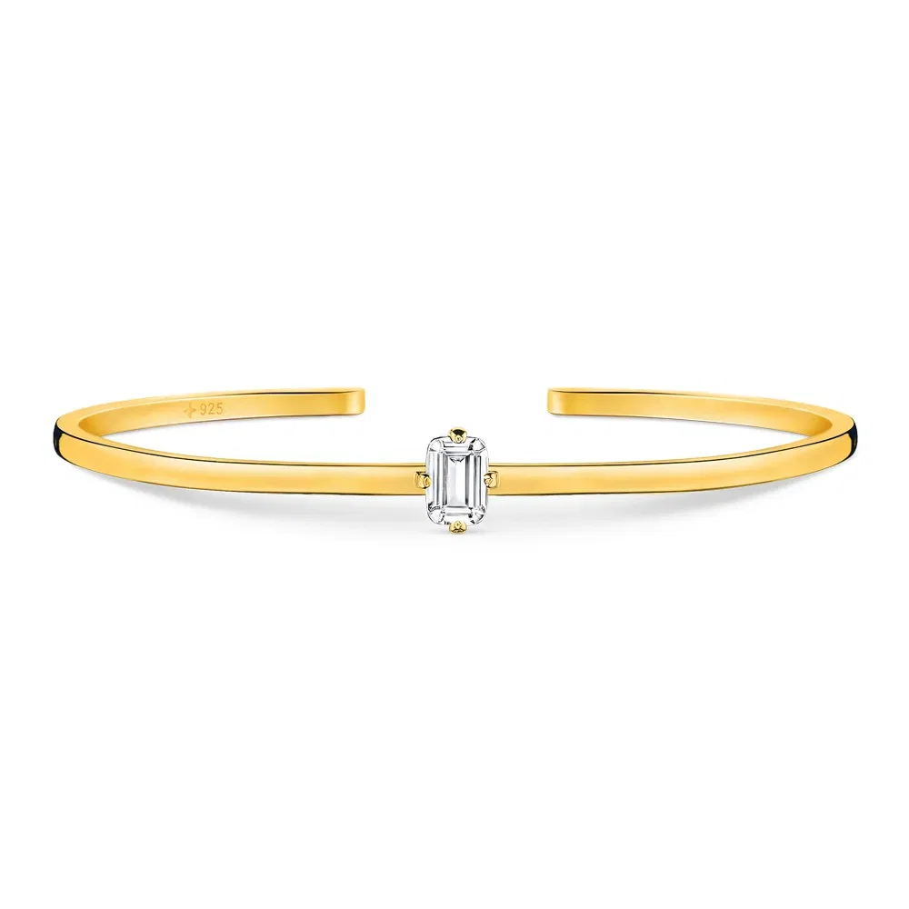 Bracelete Life Nature com Banho de Ouro Amarelo 18k e Topázio Incolor — imagem 1