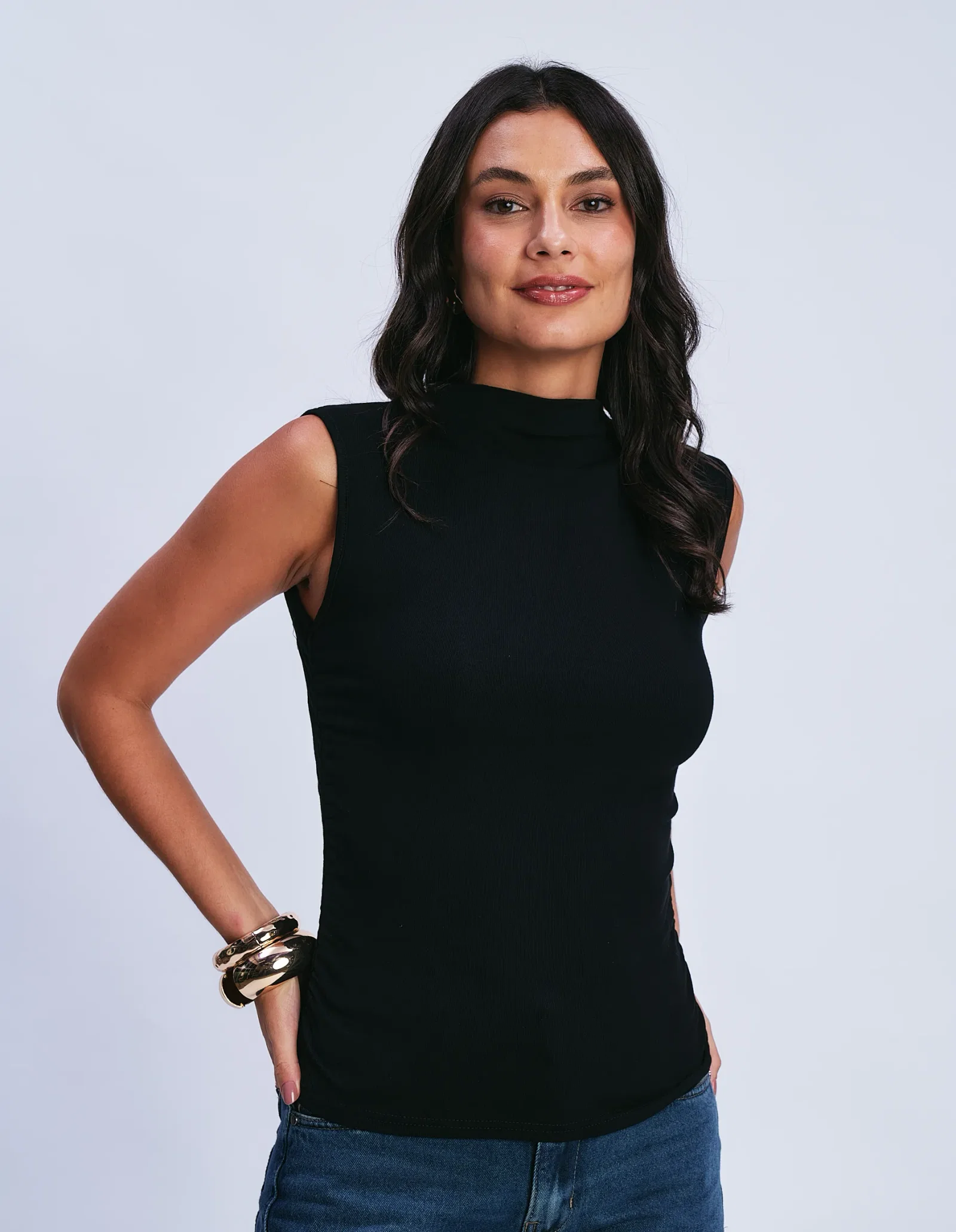 Blusa Drapeada Lateral - Preto
