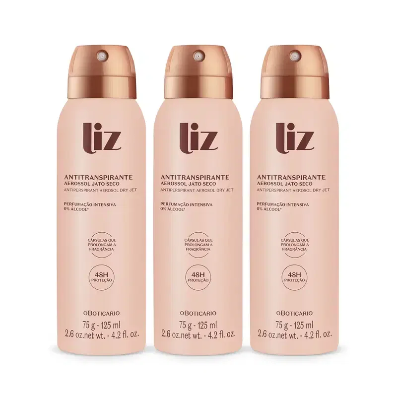 Combo Liz: Desodorante Antitranspirante Aerossol 75g (3 unidades)