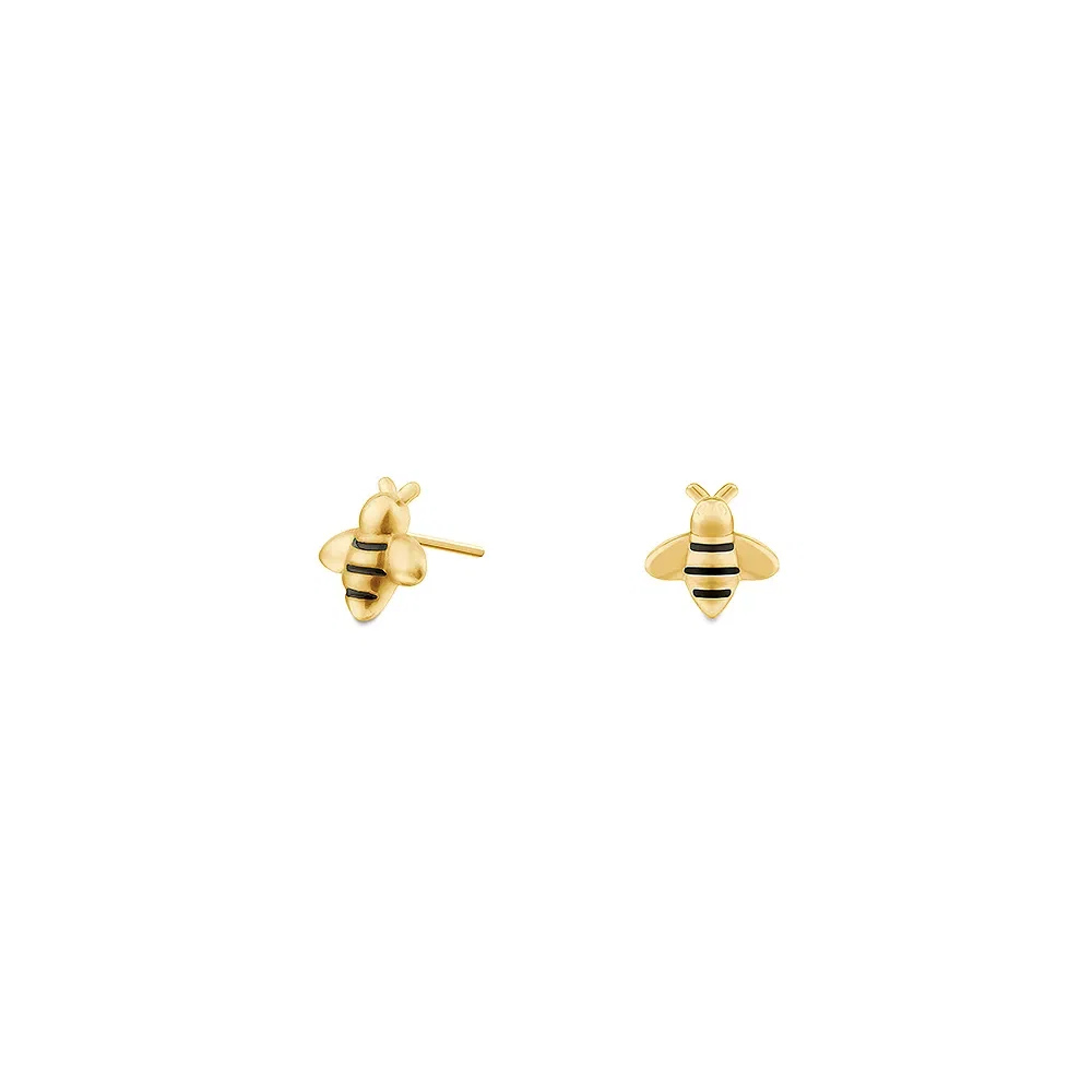 Brinco Baby Abelha em Ouro Amarelo 18k com Esmalte — imagem 1