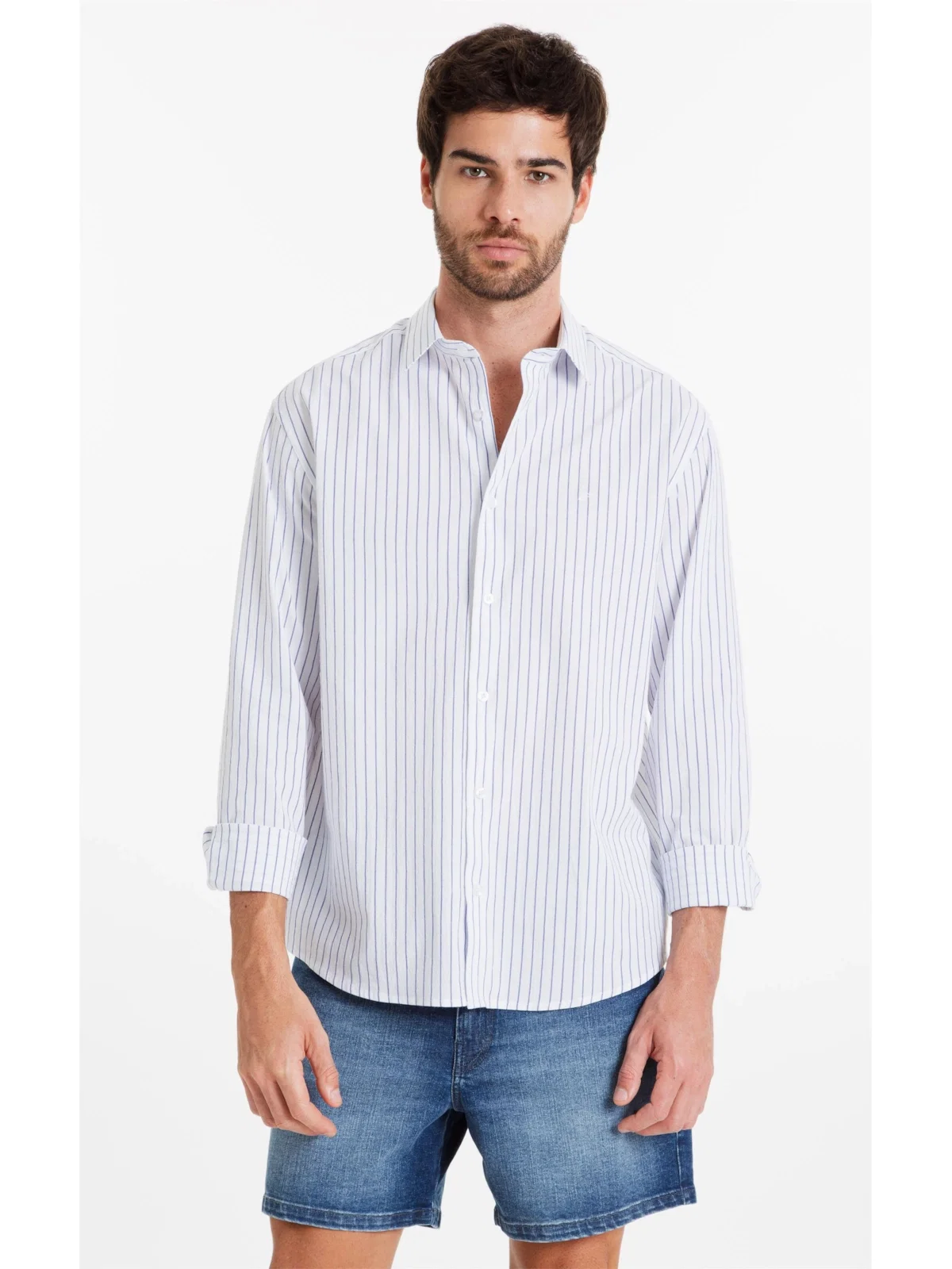 Camisa Crumpled Stretch Santa Azul Bic