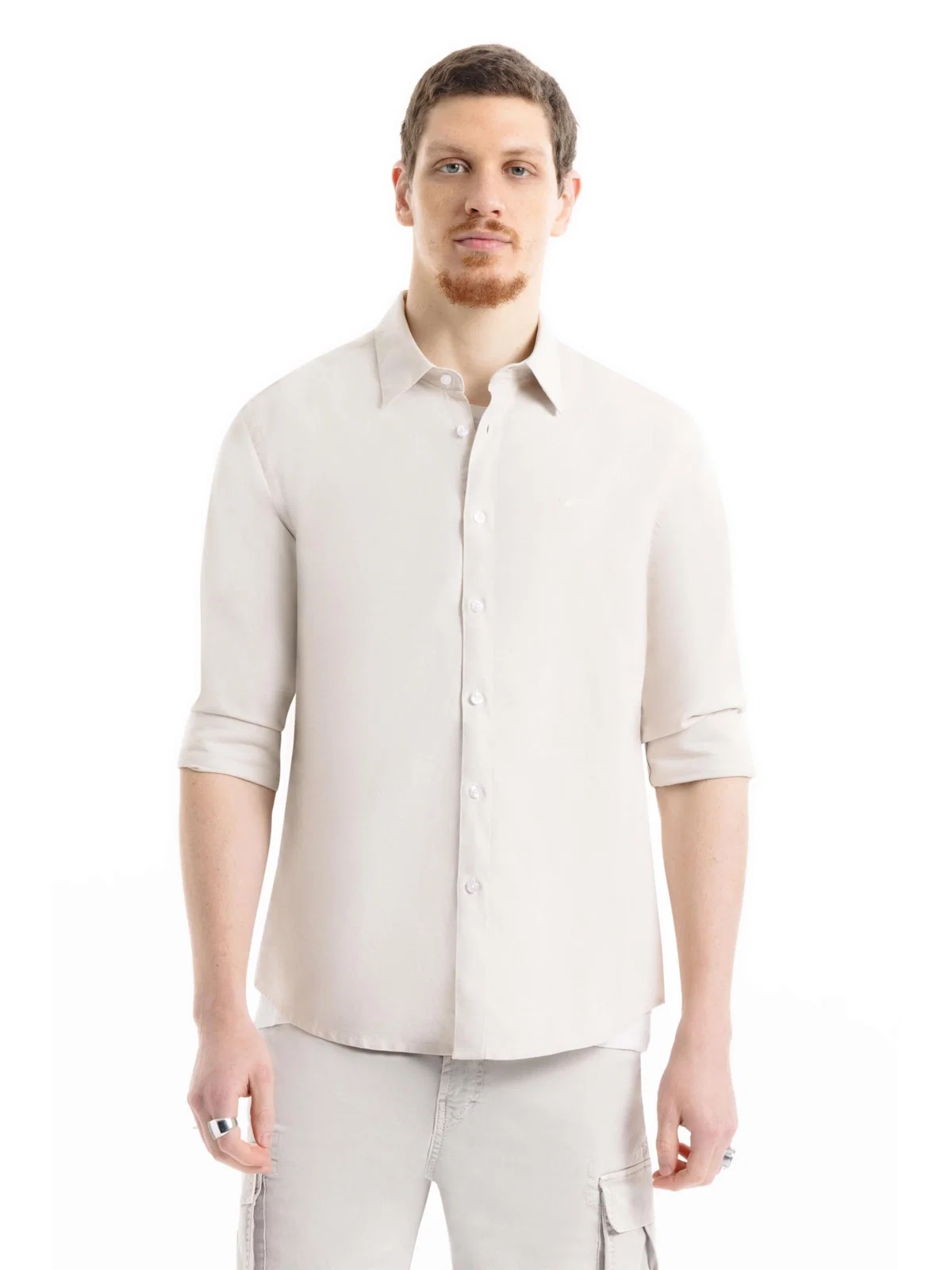 Camisa Linho Blend Anatomic Gelo