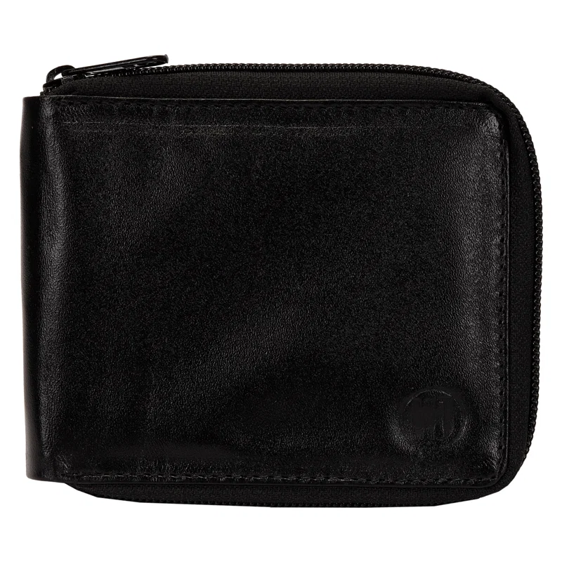 Carteira Couro Masculina Com Ziper Ao Redor Pequena