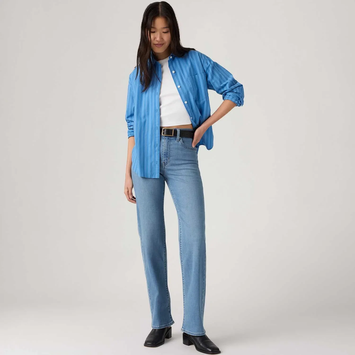 Calça Jeans Levi's® 723® High Rise Straight Lavagem Clara — imagem 1