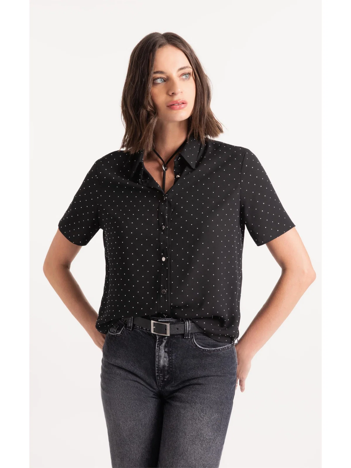 Camisa Crepe Petit Preto