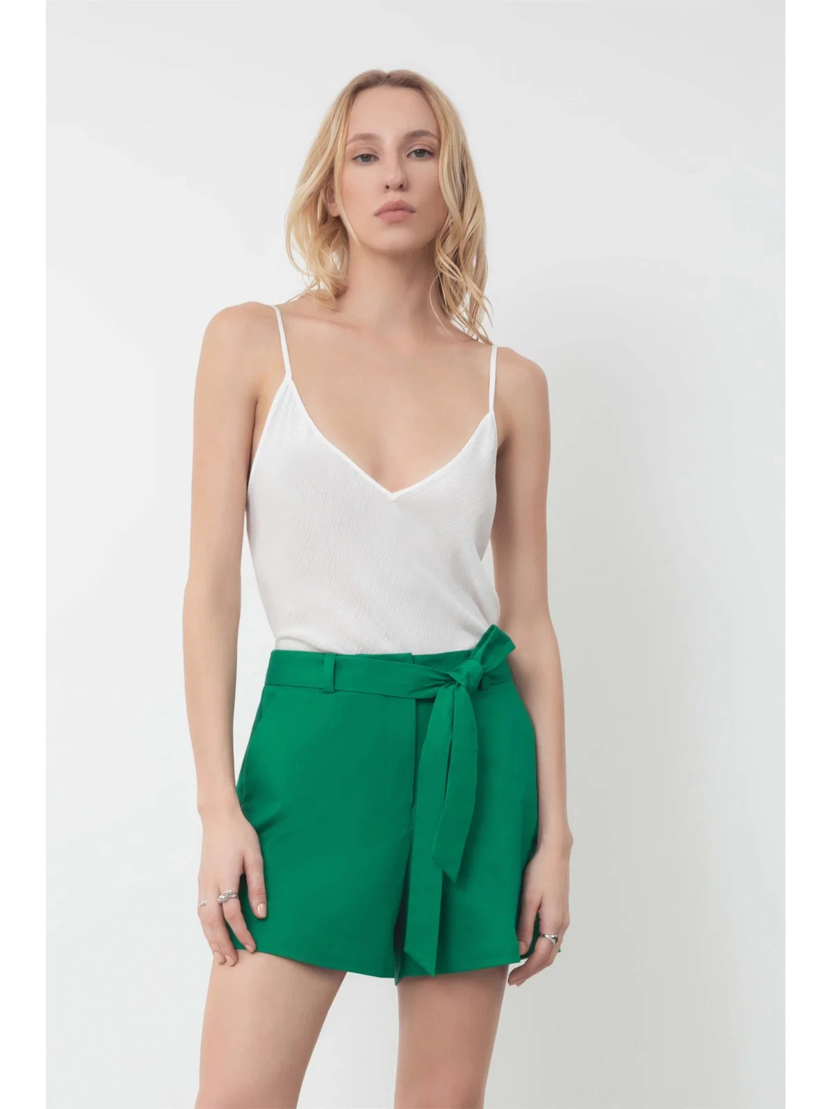 Bermuda Tega Evase Shorts Verde Bandeira