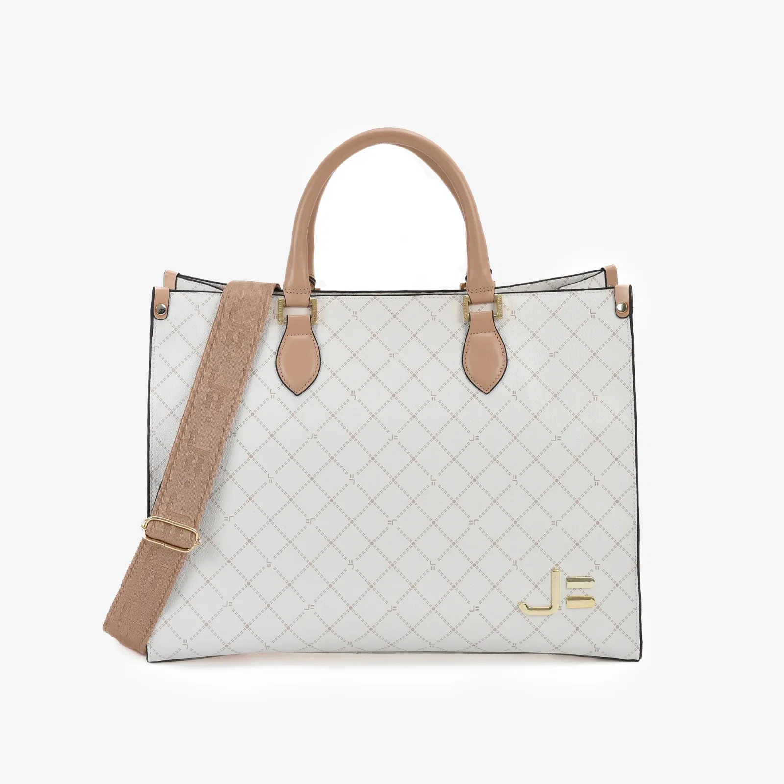 Bolsa Shopping Monograma Jb Off White Nude Linho — imagem 1