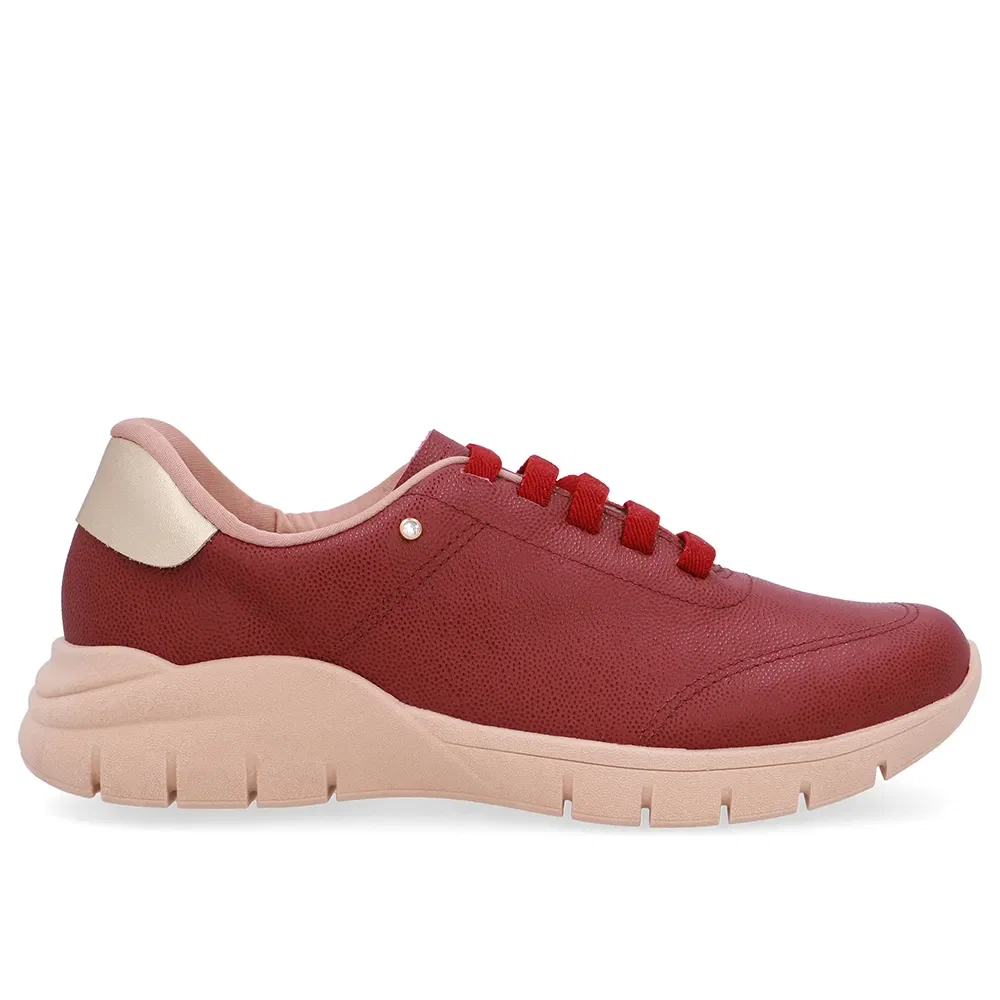 Tênis Slip On Vermelho Couro Básico