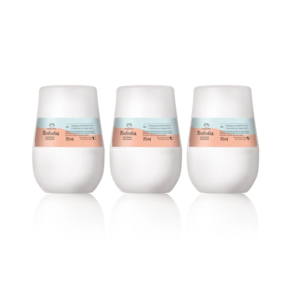 Kit Desodorante Antitranspirante Roll-on Tododia Macadâmia (3 unidades)
