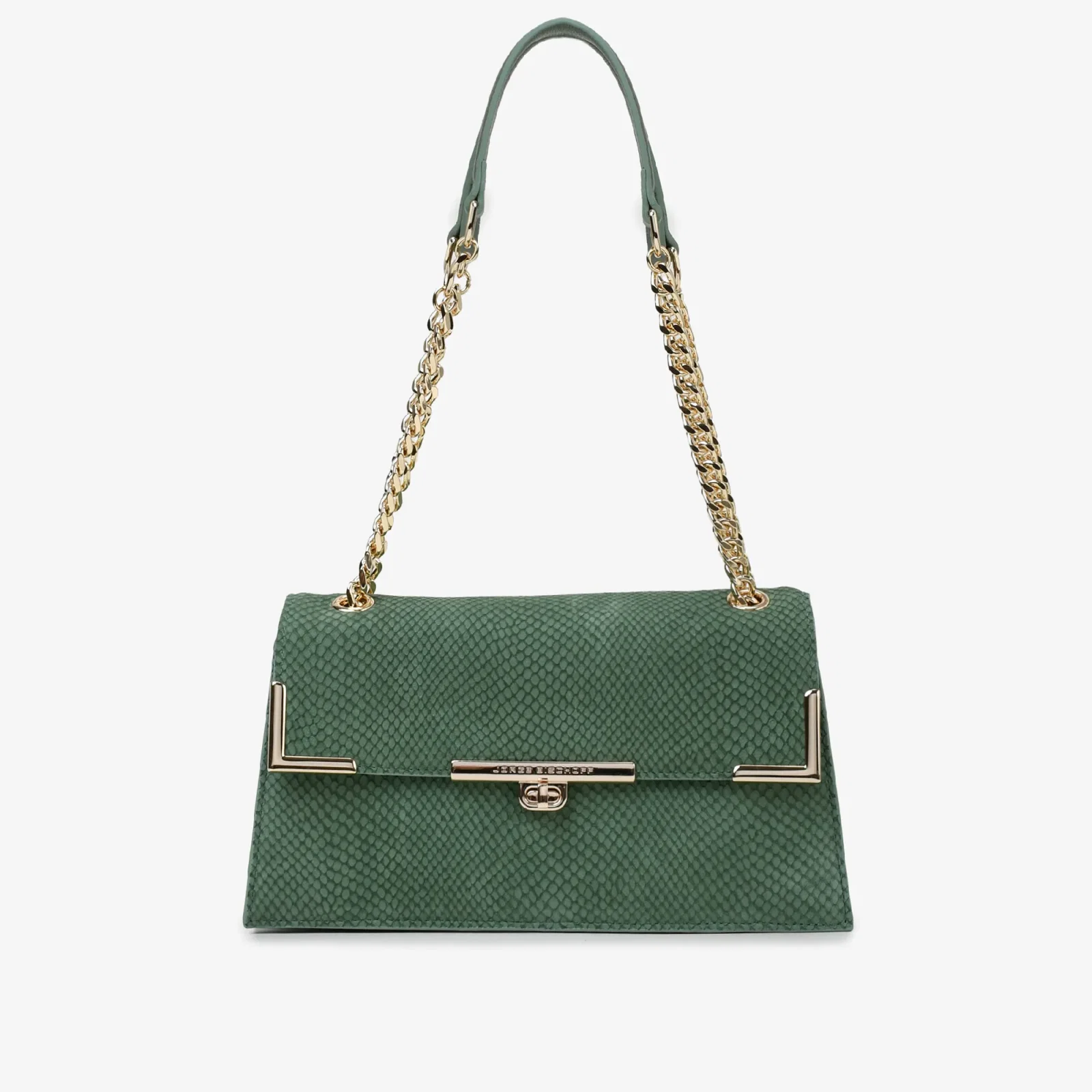 Bolsa De Ombro Verde Bambu Couro Snake