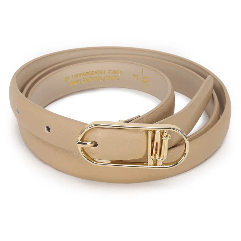 Cinto Feminino Fivela Oval Alongada Com Logo Wj 1,5cm
