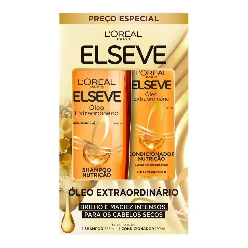Kit Shampoo 375ml + Condicionador 170ml Elseve Óleo Extraordinário