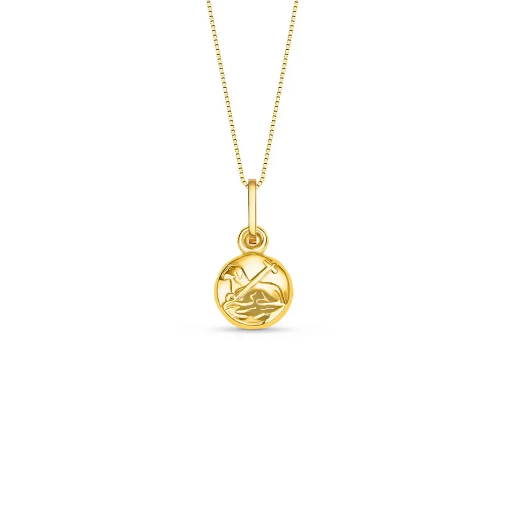 Pingente Medalha Agnus Dei em Ouro Amarelo 18k, 15mm