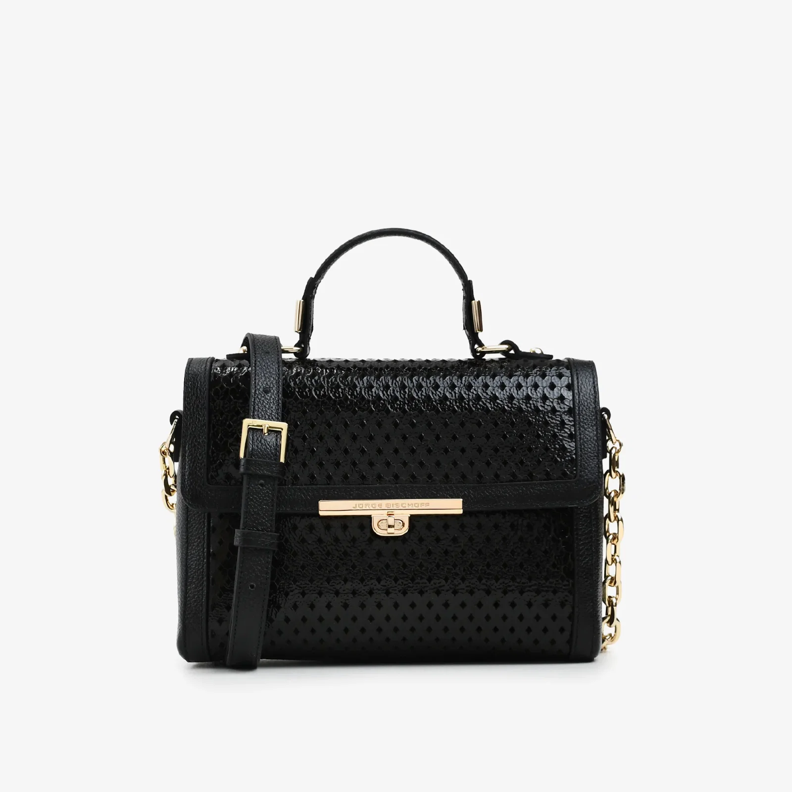 Bolsa Satchel Duas Alças Preto Couro — imagem 1